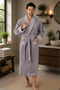 Men's Shawl Collar Square Quilted Bamboo Cotton Soft Absorbent Luxury Bathrobe