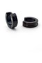 Black Colored Striped Steel Men's Earrings E428 - 3