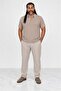 Men's Large Size Polo Collar T-Shirt Square 24452 Beige