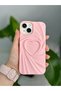 Apple iPhone 13 - 14 - 15 Compatible 3D Matte Satin Heart Embossed Patterned Anti-Impact Silicone Case - 3
