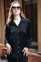 Women's Oversize Wide Cut Long Sleeve Black Satin Shirt - 3