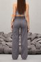 Women's Gray Cargo Straight Fit High Waist Wide Leg Pants - 4