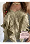 New Season Tencel Fabric Strappy Ruffled Blouse