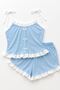 Blue Women's Ruffle Detailed Strappy Shorts Pajama Set - 4