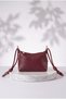 Maisa Faux Leather Knot Detailed Adjustable Strap Crossbody Women's Shoulder Bag Claret Red