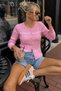 Pink Striped Women's Knitwear Cardigan Mg2481