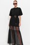 Women's Oversize T-Shirt Dress Lunéra Black with Lace Detail and Belt Accessory – 100% Cotton Stylish Design - 7