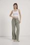 Wide Leg Gabardine Trousers with Tassels - 2