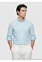 Turquoise Plain Regular Fit Long Woven Casual Cotton Blend Shirt - 4