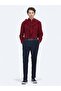Red Striped Regular Fit Long Woven Velvet Casual 100% Cotton Shirt - 3