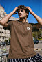 Men's Ball Print Short Sleeve Crew Neck Coffee T-Shirt - 2