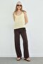 Elastic Waist Linen Look Palazzo Trousers - 2