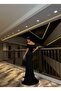 Glitter Off Shoulder Ruffle Slit Detail Evening Dress Black 583175 - 4