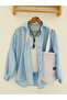 Women's Abs Boyfriend Long Basic Baby Blue Hijab Shirt - 6