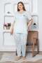 Leaf Patterned Large Size Pajama Set - 2