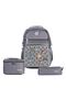 Set of 3 Primary School School Bag Backpack Set with Lunch Box and Pen Holder Gray 1930