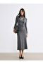 Anthracite Elastic Waist A-Line Knit Skirt