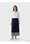 Original Elastic Waist Patterned Flared Skirt