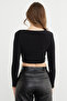 Draped Buckled Shoulder Shoulder Pad Piece Crop Blouse - 6