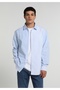 Regular Fit Shirt Neck Striped Men's Blue Long Sleeve Shirt