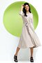 Women's Polo Collar Buttoned Waist Belted Long Dress Beige - 3