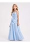 Girl's Asymmetrical Draped Detailed Bowknot Long Evening Dress - 2