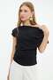 Drapeli Boat Neck Crepe Fabric Blouse - 2