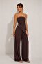 Women's Strapless Tie-Up Asymmetrical Cut Blouse and Wide Leg Pants - 4