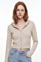 Zippered Hooded Cardigan with Finger Holes