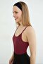 Ribbed Rope Strap Covered Snap Fastener Bodysuit - 6