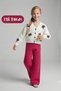 Girl's Embroidered Balloon Embroidered White Knitwear Cardigan Colorful Pants Hair Clip Set of 3