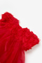 Red Rose Detailed Tulle Skirt Girl's Dress - Nelia - 5
