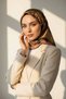 100% Twill Silk Effect Tape Patterned Copper - Beige Colored 90X90 Scarf Sewing Shape: Hand Sewing