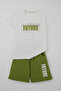 Boy's Shorts Set with Lettering Printed Shorts and Lacing Accessories, Ages 8-14, Ecru - 5