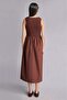 Crew Neck Terry Cotton Sleeveless Brown Midi Dress H8429Ax26Sm - 5