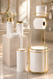 Round Gold Refillable Toilet Paper Holder and 6-Piece Bathroom Set - Off-White - 3
