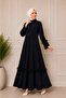Feather Detailed Loose-Fitting Hijab Dress Long Stylish Elegant Dress - 2
