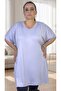Angelic Stone Embroidered Short Sleeve Loose Fit Viscose Fabric Extra Large Size Bluz - 2