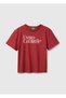 Girl's Red 100% Organic Cotton Short Sleeve T-Shirt with Embroidery on the Front