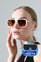 Women's White Frame Gradient Glass Sunglasses
