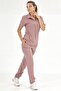 Dusty Rose Polo Collar Doctor Nurse Medical Scrubs Set Luxury Lycra Fabric - 5