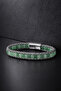 Men's Steel Bracelet with Natural Green Aventurine Stone, Jade Model, Braided Chain Model, Men's Tag - 4