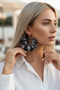 الدخان الأسود والأبيض البولكا نقطة الساتان النسيج الأسود مطرز تصميم استرخى القرط - 7