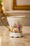 Porcelain Mug Cup with Gold Detail and Floral Pattern for Coffee and Tea (1 Pc)