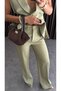 Double-Breasted Collar with Pleated Detail Two-Piece Suit - 3