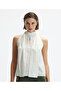 Sleeveless Stand Collar Tie Blouse