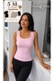Women's Square Neck Duck Pink Color Sleeveless Strappy Buzzy Modal Body Tank Top