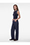 Color Contrast Buttoned Sleeveless Polo Neck Knitwear Blouse