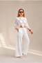 Lace-Up Blouse and Pants Set