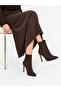 Brown Suede 10.5cm Thin Heel Pointed Toe Zipper Women's Boots - 7
